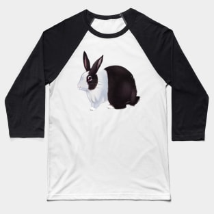 Cute Chubby Black and White Dutch Rabbit Baseball T-Shirt